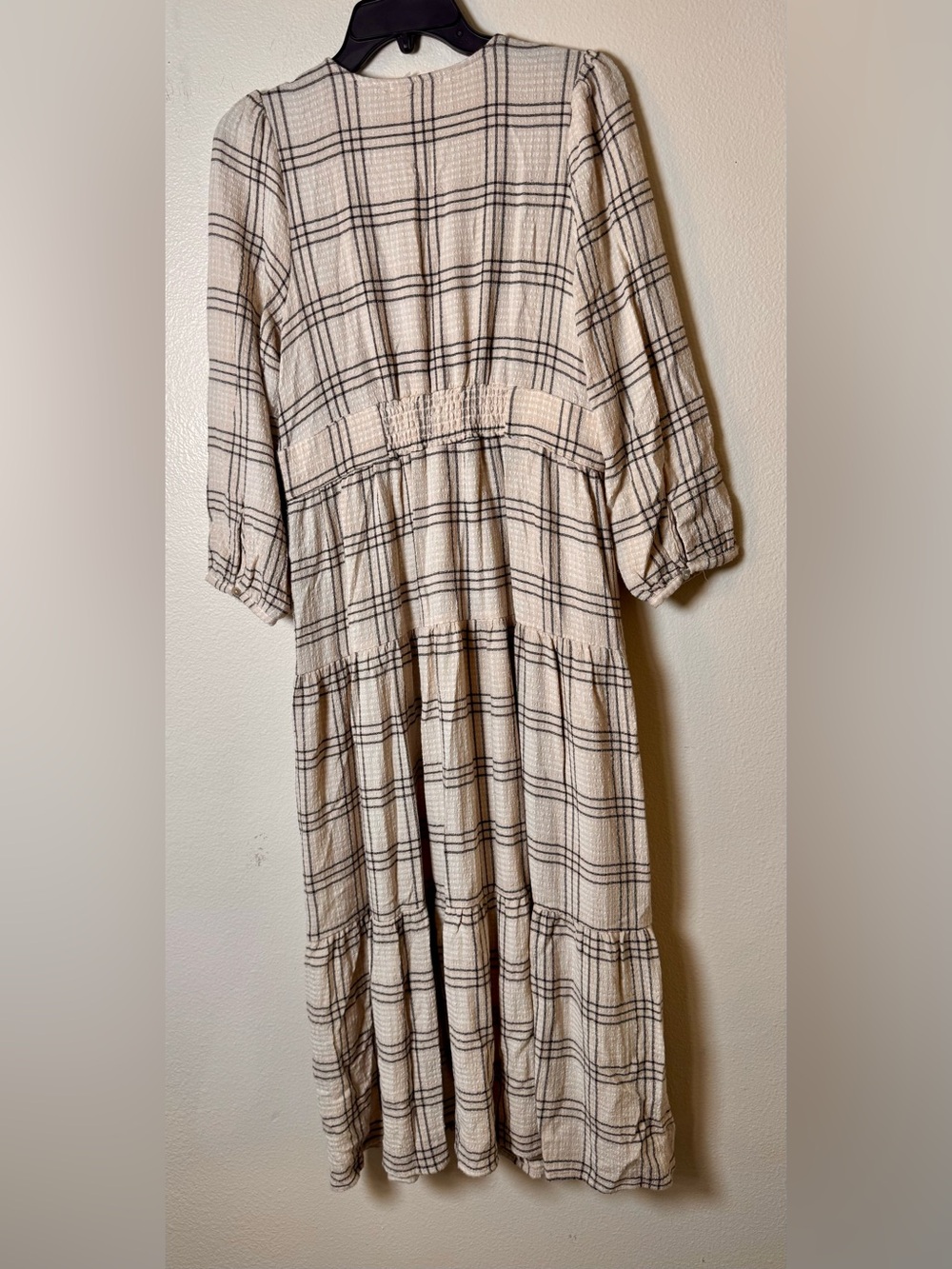 Marine Layer Cream Plaid Maxi Dress - Picture 7 of 7